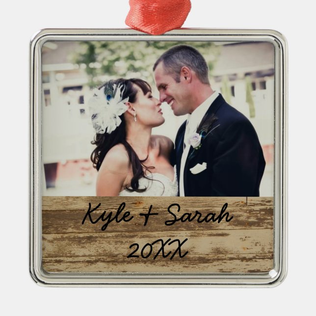 Wedding Photo Christmas Ornament (Front)