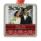 Wedding Photo Christmas Ornament Red Damask