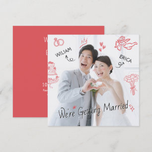 Wedding photo clip art hand drawn sketch fun  invitation