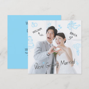 Wedding photo clip art hand drawn sketch fun  invitation