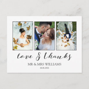 Wedding Photo Collage   Calligraphy Love & Thanks Postcard