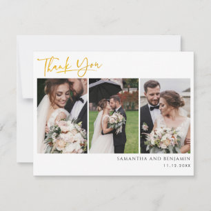 Wedding Photo Collage Hand Lettered Thank You Card