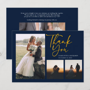 Wedding Photo Collage Hand-Lettered Thank You Card