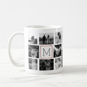 Wedding Photo Collage Monogram Black & White Coffee Mug