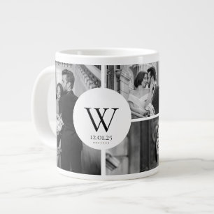 Wedding Photo Collage Mug with Initial & Date