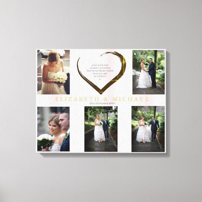 Wedding Photo Collage Simple Pink Heart Quote  Canvas Print (Front)