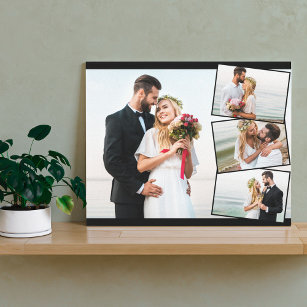 Wedding Photo Collage with Vertical ZigZag Montage Canvas Print