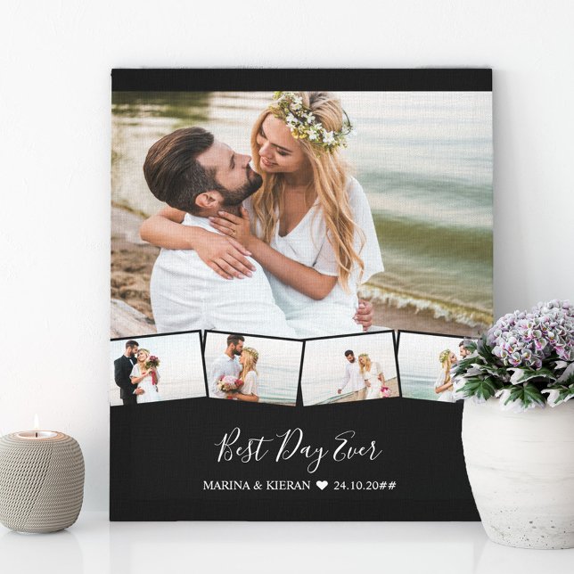 Wedding Photo Collage Zigzag Picture Strip Custom Canvas Print (Creator Uploaded)