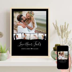 Wedding Photo Collage Zigzag Picture Strip Custom Poster