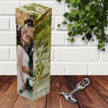 Wedding Photo Congratulations Wine Gift Box<br><div class="desc">Elegant wine gift box featuring your own custom photo. The background is a retro white grape design which can be scaled or rotated if you like. Nice as a wedding favour,  anniversary gift or for any other occasion.</div>