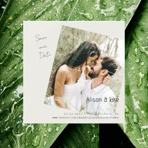 Wedding Photo Cream Save our Date Square Magnetic Invitation