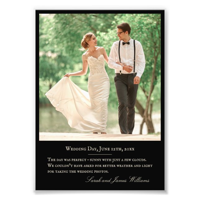 Wedding Photo Custom Quote Monogram Black 4x6 (Front)