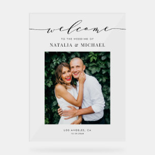 Wedding Photo Design with Black Dainty Script Acrylic Sign
