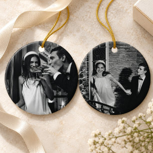 Wedding Photo Double-Sided Christmas Keepsake Ceramic Tree Decoration