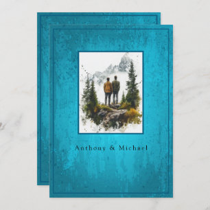 Wedding Photo Elegant Blue Grunge Background  Invitation