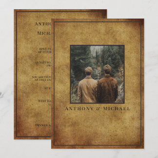 Wedding Photo Elegant Brown Grunge Background Invitation