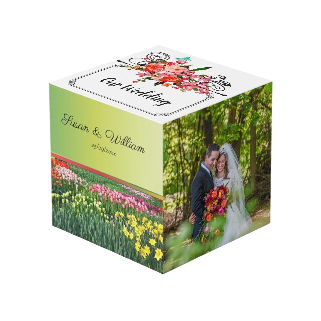Wedding Photo Favour Cube (Front Angled)