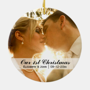 Wedding Photo First Christmas Ceramic Tree Decoration