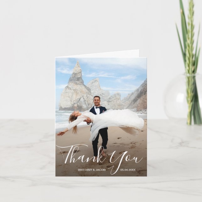 Wedding Photo Folded Thank You Note Card (Front)