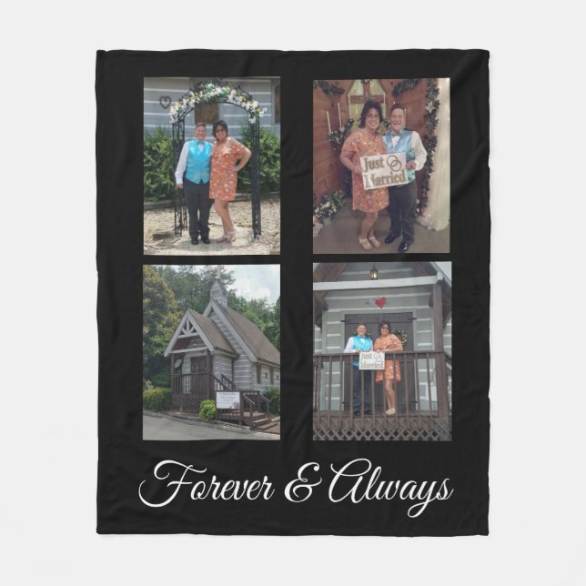 Wedding Photo Forever And Always Custom Fleece Blanket (Front)