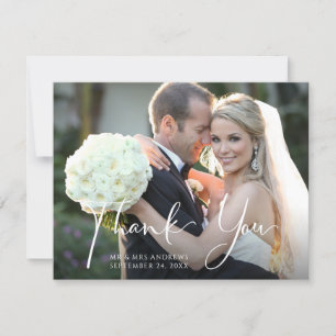 Wedding Photo Front   Cassis Purple Floral Back Thank You Card