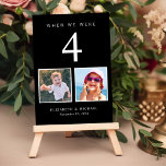 Wedding Photo Fun Black Table Number<br><div class="desc">Have some fun with your wedding reception decor with these black and white table number cards where each table number corresponds to photos of the bride and groom at that same age. For example, for Table 5, personalise the table number with "5" and add photos of the bride and groom...</div>