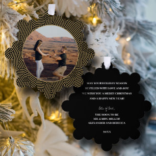 Wedding Photo Gold Black Christmas Paper Tree Decoration Card