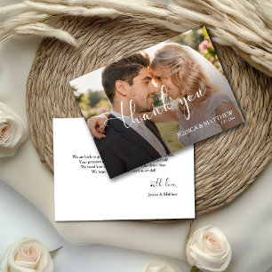 Wedding Photo Gradient Calligraphy Script Thank You Card