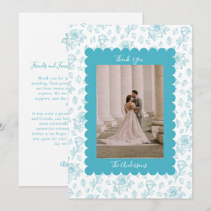 Wedding Photo Guest Appreciation Turquoise Floral Thank You Card