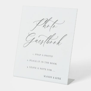 Wedding Photo Guest Book Sign, Audio Guest Book Pedestal Sign