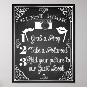 Wedding photo guest book sign chalkboard