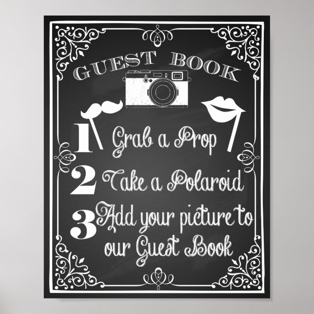 Wedding photo guest book sign chalkboard (Front)