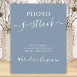 Wedding Photo Guest Modern Calligraphy Dusty Blue Poster<br><div class="desc">Photo Guest Book ! Simple yet elegant calligraphy, this wedding photo guest book sign features guest book in elegant calligraphy, and snap a photo, place it in the book, and leave a message for. Customise this elegant wedding sign with your names! COPYRIGHT © 2020 Judy Burrows, Black Dog Art -...</div>