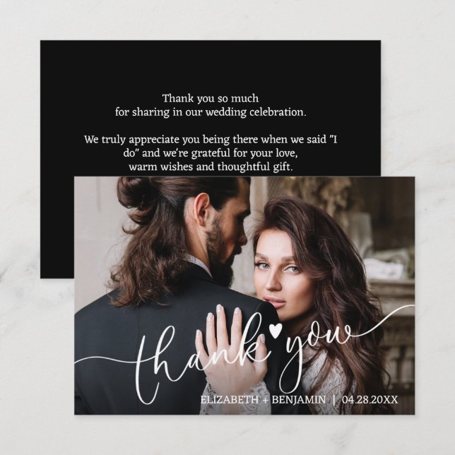 Wedding Photo Hand-Lettered Budget Thank You Card (Front/Back)