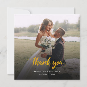 Wedding Photo Hand-Lettered Couples Thank You Card