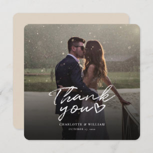 Wedding Photo Hand-Lettered Elegant Thank You