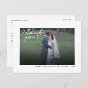 Wedding Photo Hand-Lettered Script Thank You Postcard