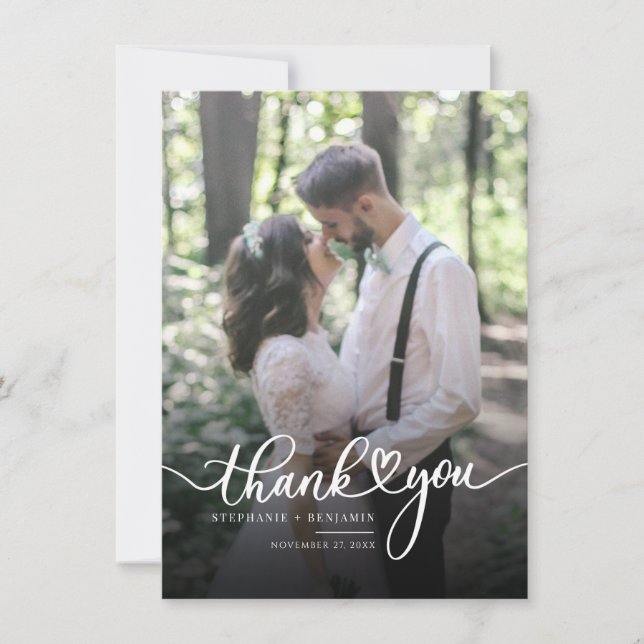 Wedding Photo Handwritten Thank You Card (Front)