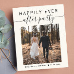 Wedding Photo Happily Ever After Party Invitation<br><div class="desc">Budget-friendly light cream elopement or smaller wedding announcement and reception or celebration party invitation. The front features your wedding day photo and "Happily Ever After Party" in a mix of simple typography and trendy script with swashes. Under your photo, add your first names and wedding date. On the reverse, personalize...</div>