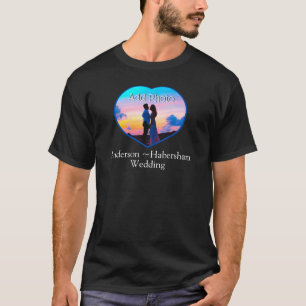 Wedding Photo Heart Bride Groom name Family Friend T-Shirt