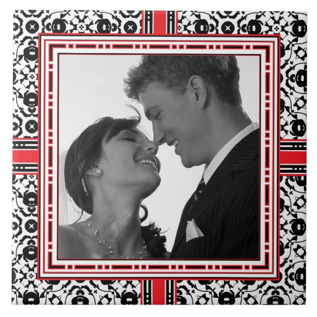 Wedding Photo in Christmas Ornamental Frame Tile (Front)