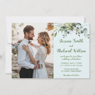 Wedding PHOTO Invitation Eucalyptus Watercolor