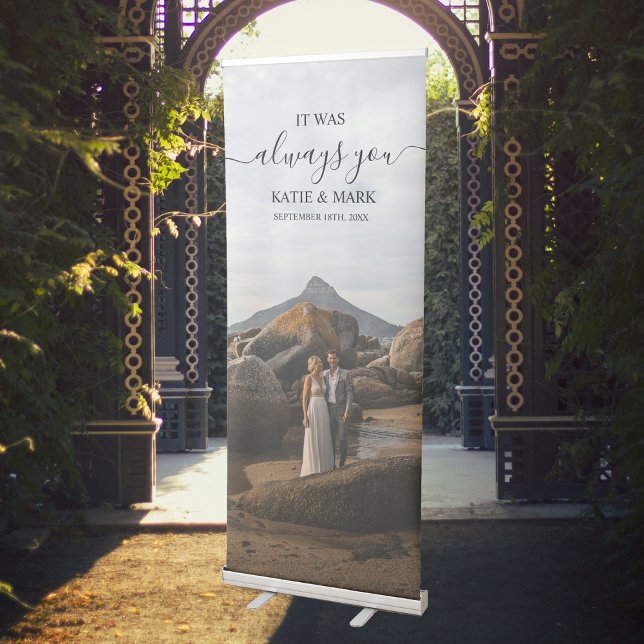 Wedding Photo It Was Always You Script Wedding Retractable Banner (Wedding Photo It Was Always You Script Wedding Retractable Banner)