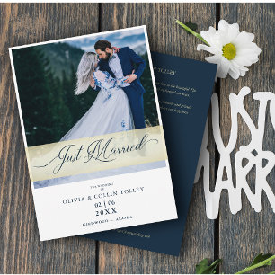 Wedding Photo Just Married Hand Letterd Quote Invitation