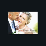 Wedding Photo Keepsake Canvas Print<br><div class="desc">Wedding Photo Keepsake Canvas you can personalise with your wedding photo,  wedding date and bride and groom names. An elegant,  simple way to remember your wedding day.</div>