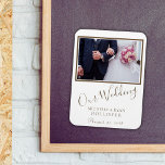Wedding Photo Keepsake Elegant Script Magnet<br><div class="desc">A wedding elegant photo savour the memories magnet with your wedding photo,  bride and groom`s name and the wedding date. You can easily change the text and the photo. Trendy script font. A great wedding memory gift for your family and friends.</div>