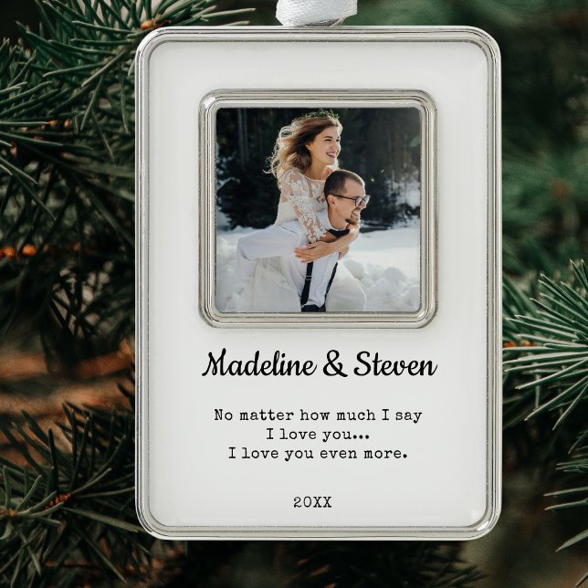 Wedding Photo Keepsake | Newlyweds Silver Plated Framed Ornament (Wedding Photo Keepsake | Newlyweds Christmas Ornament )