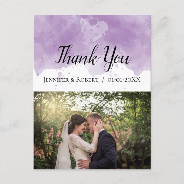 Wedding photo lavender lilac watercolor  postcard (Front)