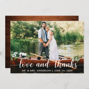Wedding Photo Love and Thanks Card Wood