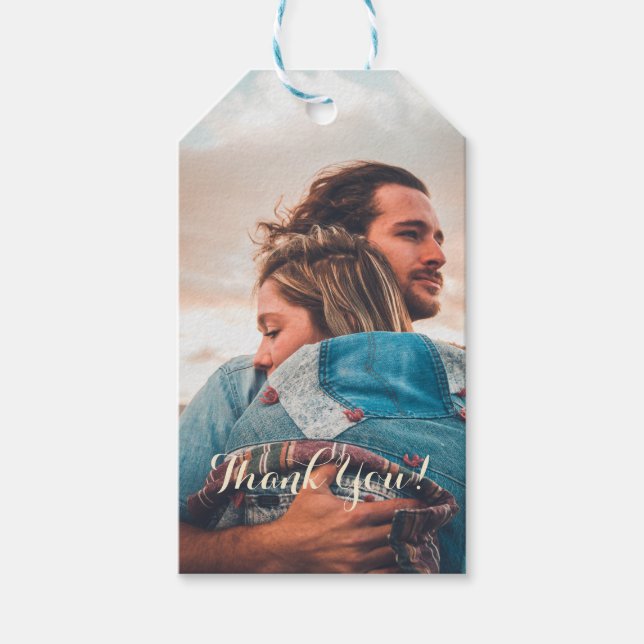 Wedding Photo Luxury Thank You Gift Tag (Front)